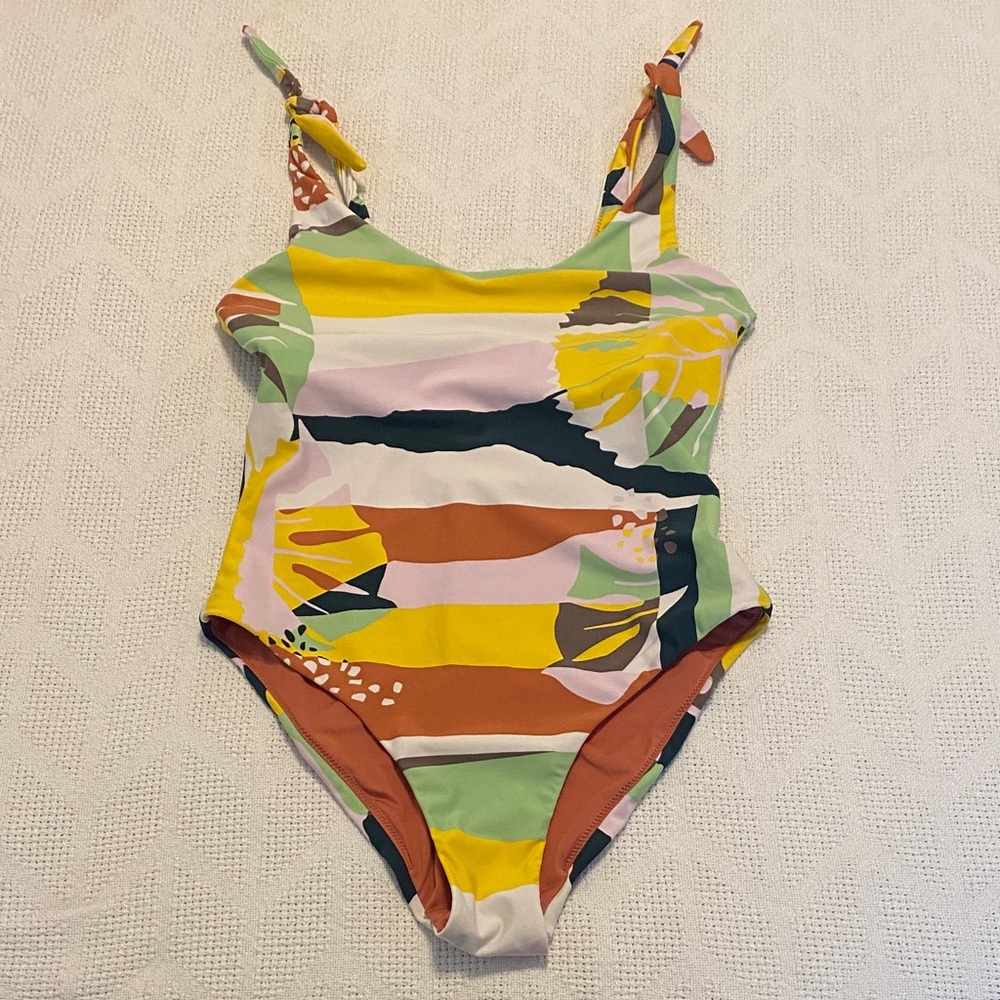 Women’s One-Piece Swimsuit - Multi Floral Stripe